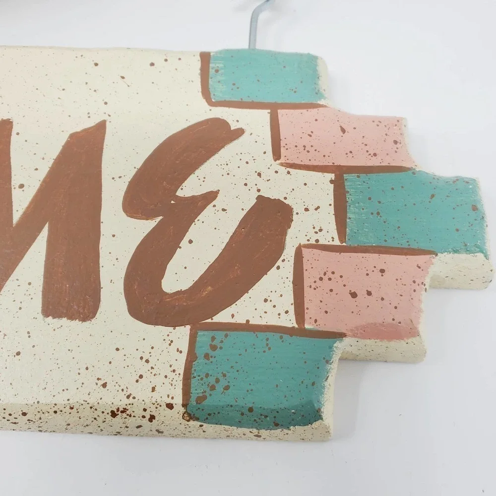 Welcome Sign Southwestern Wall Hanging Native Art Pottery Design Leather Strap